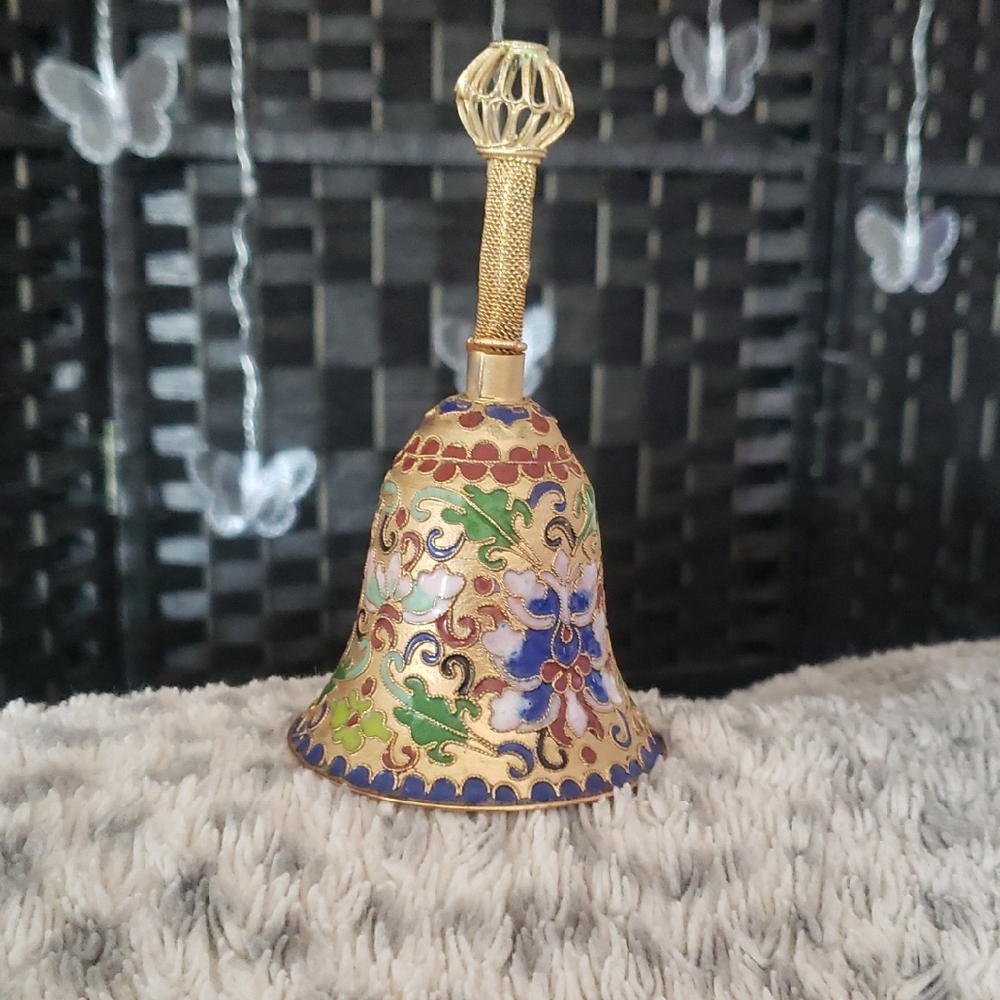 Vintage Chinese cloisonne bell beautiful chime circa mid 20th Century retired